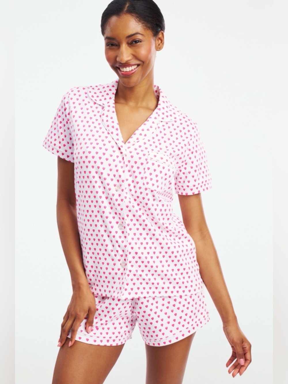 Roller Rabbit Hearts Polo Pajamas in Pink NEW